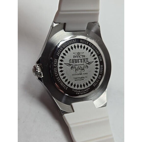 Invicta Couture Angel White Silicone Multifunction Watch 40mm Quartz New Battery